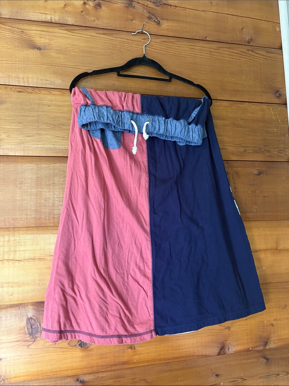“Listen Heartbeat” Reworked Patchwork Graphic Maxi Skirt - Picture 3 of 6